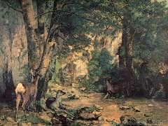 The	Shelter of the Roe Deer at the Stream of Plaisir Fontaine Doubs by Gustav Courbet