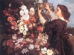 Young Woman Arranging Flowers by Gustav Courbet