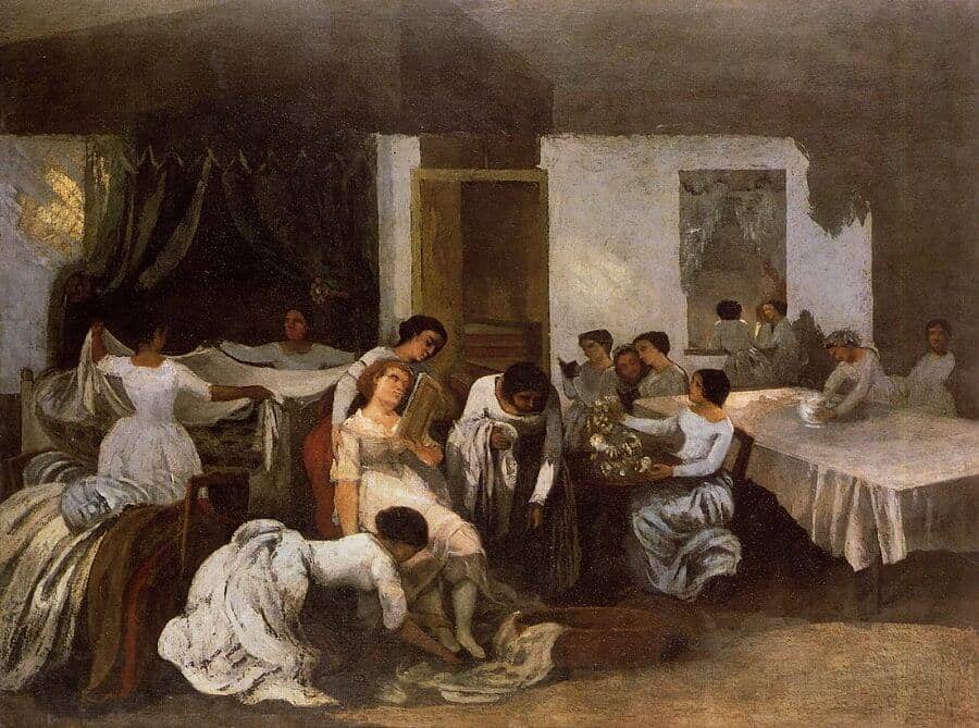 Dressing the Dead Girl, 1850's by Gustave Courbet